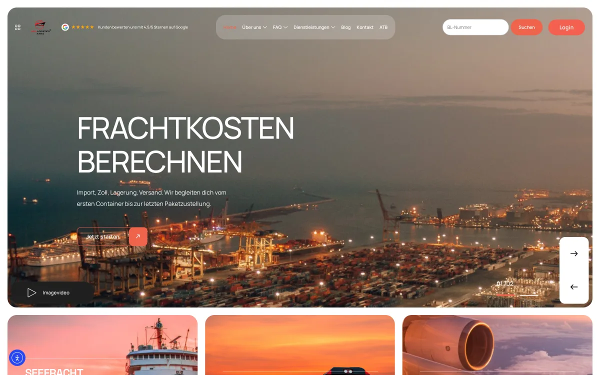 Website-Vorschau Asia Logistics