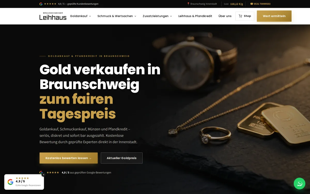 Website-Vorschau Braunschweiger Leihhaus